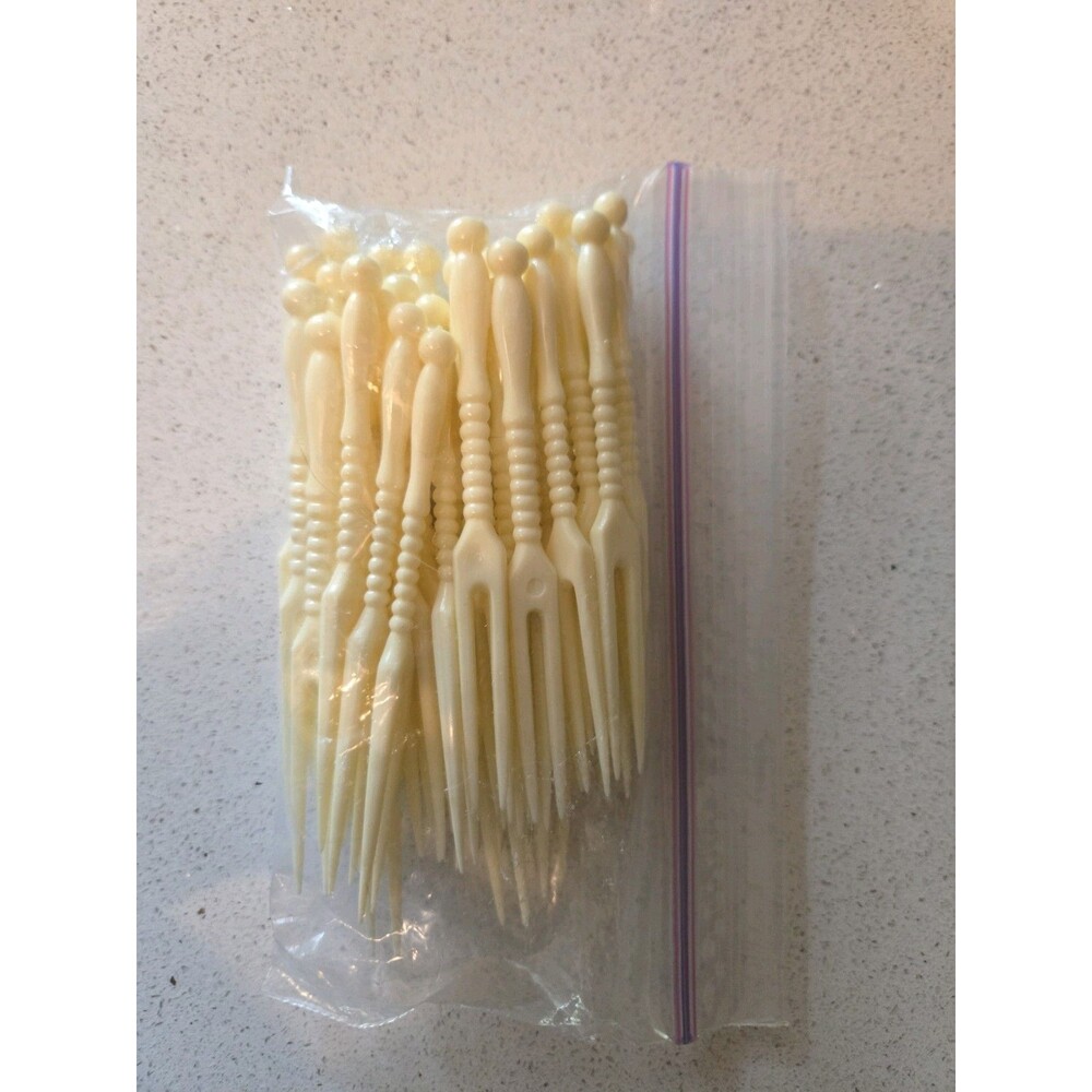 Vintage Ivory Plastic Celluloid 40 Cocktail Forks for Hors d'oeuvres